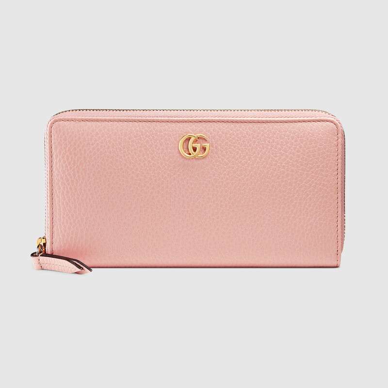 Gucci Leather Zip Around Wallet 456117 Pink